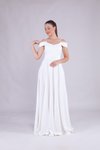 Beyaz Uzun Straplez Omuz Detay Askılı Abiye Elbise