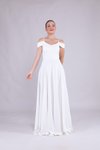Beyaz Uzun Straplez Omuz Detay Askılı Abiye Elbise