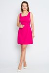 Fuşya Mini Diz Üstü Geniş Kare Yaka Abiye Elbise