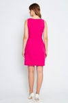 Fuşya Mini Diz Üstü Geniş Kare Yaka Abiye Elbise