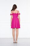Fuşya Mini Pileli Kloş Ayarlanabilir Askılı Fırfır Detaylı Abiye Elbise