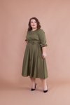 Haki Büyük Beden Midi Elbise