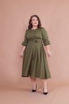 Haki Büyük Beden Midi Elbise