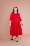 Kırmızı Büyük Beden Midi Elbise