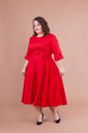 Kırmızı Büyük Beden Midi Elbise