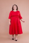Kırmızı Büyük Beden Midi Elbise