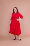Kırmızı Büyük Beden Midi Elbise