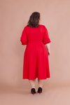 Kırmızı Büyük Beden Midi Elbise