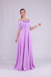 Lila Uzun Askılı Kayık Yaka Püskül Detay Abiye Elbise