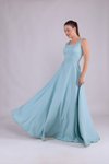 Long Square Neck Evening Dress - Mint Green