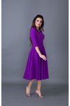 Mor Midi V Yaka Cep Detaylı Elbise