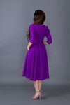 Mor Midi V Yaka Cep Detaylı Elbise