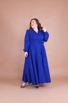 Sax Mavi Büyük Beden Uzun Elbise