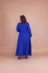 Sax Mavi Büyük Beden Uzun Elbise