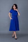 Sax Mavi Midi Yarasa Kol Beli Lastikli Cepli Elbise