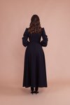 Siyah Uzun Kruvaze Yaka Kemerli Elbise