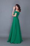 Yeşil Uzun Kloş Askılı Düşük Omuz Detay Nişan Abiye Elbise