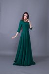 Zümrüt Uzun V Yaka Elbise
