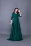 Zümrüt Uzun V Yaka Elbise
