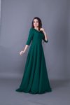 Zümrüt Uzun V Yaka Elbise