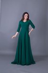 Zümrüt Uzun V Yaka Elbise