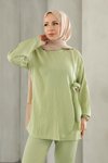 Mint Yeşili İkili Bağlama Detaylı Tesettür Takım