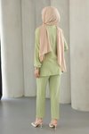 Mint Yeşili İkili Bağlama Detaylı Tesettür Takım
