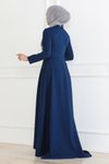 İndigo Tesettür İnci Detaylı Abiye Elbise