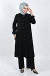 Siyah İkili Düğmeli Tesettür Takım