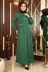 Zümrüt Fermuar Detaylı Tesettür Elbise