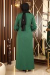 Zümrüt Fermuar Detaylı Tesettür Elbise