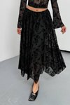 Siyah Uzun Asimetrik Kesim Dantel Detaylı Etek