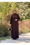 Acı Kahve Oversize Tasarım Triko Tesettür Elbise