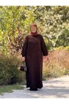 Acı Kahve Oversize Tasarım Triko Tesettür Elbise