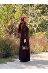 Acı Kahve Oversize Tasarım Triko Tesettür Elbise