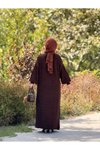 Acı Kahve Oversize Tasarım Triko Tesettür Elbise