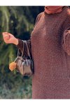 Acı Kahve Oversize Tasarım Triko Tesettür Elbise