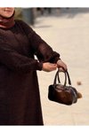 Acı Kahve Oversize Tasarım Triko Tesettür Elbise