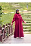 Bordo Desenli Örme Pelerinli Tesettür Elbise
