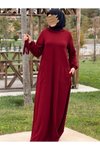Bordo Sweat Kapüşonlu Tesettür Elbise