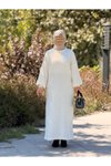 Ekru Oversize Triko Tasarım Tesettür Elbise