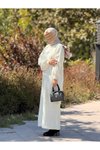 Ekru Oversize Triko Tasarım Tesettür Elbise