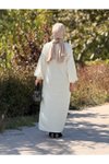 Ekru Oversize Triko Tasarım Tesettür Elbise