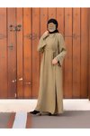 Haki Örme Ferace Anvelop Kolluklu Tesettür Elbise