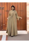 Haki Örme Ferace Anvelop Kolluklu Tesettür Elbise