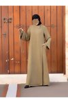 Haki Örme Ferace Anvelop Kolluklu Tesettür Elbise