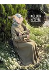 Haki Örme Kaplama Düğmeli Kolluklu Tesettür Elbise
