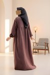 Kahve Oversize Robalı Örme Tesettür Elbise