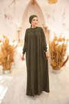 Koyu Haki Robalı Tokalı Tesettür Elbise