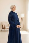 Lacivert Anvelop Örme Kolluklu Tesettür Elbise